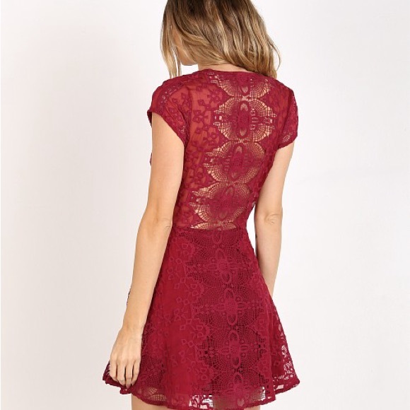 For Love And Lemons Burgundy Lace Backless Dress - Picture 2 of 7